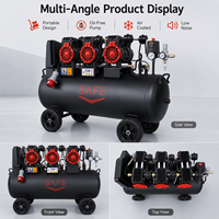 Compresseur d'air à piston sans huile portable 100L 768L/min, faible bruit, alimentation CA 220V 380V pour atelier, outils pneumatiques industriels