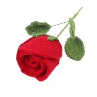 Bouquet de roses en verre à vin, crocheté à la main, écologique, fleur tricotée en fil fini, pour la remise des diplômes et Noël