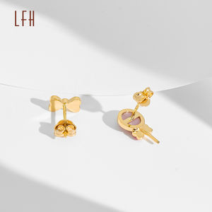 Trendy Custom-Shaped 18K Real Gold <b>Studded</b> <b>Earrings</b> <b>Small</b> Candy Bow Design Solid Gold Jewelry with Certificate Fine <b>Earrings</b> - Product Image 6