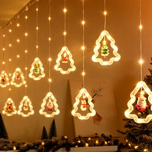 家居饰品圣诞礼物纳维达德2024新年圣诞快乐装饰品圣诞灯3M 10LED窗帘花环