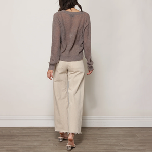 <span class=keywords><strong>Cardigan</strong></span> da donna in maglia trasparente <span class=keywords><strong>grigio</strong></span> con bottoni di perle a maniche lunghe per un elegante stile Casual a strati - Product Image 4