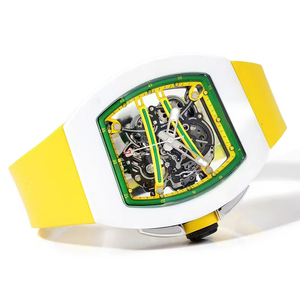 Reloj de Pulsera para Hombre de Diseño de Alta Gama, Carcasa Blanca, Verde y Amarilla, Esqueleto Asimétrico, Mecánico Automático, Luminoso, Nuevo - Product Image 3