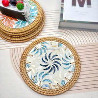 Pads résistants à la chaleur en rotin bohème, bordure recouverte, diamètre 16 cm, épaisseur 10 mm, légers, faits à la main, écologiques, réutilisables
