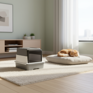 Lettiera per gatti Magic Cube 65L in plastica nera, funzionamento manuale. - Product Image 2