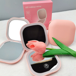 1x 2x aumento al por mayor viaje iluminado portátil <span class=keywords><strong>pequeño</strong></span> maquillaje Mini <span class=keywords><strong>espejo</strong></span> compacto <span class=keywords><strong>con</strong></span> <span class=keywords><strong>luz</strong></span> <span class=keywords><strong>Led</strong></span> <span class=keywords><strong>espejo</strong></span> de bolsillo - Product Image 2