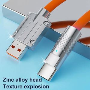 120W 6A câble de charge <span class=keywords><strong>super</strong></span> rapide métal alliage de zinc silicone liquide Micro USB type-c <span class=keywords><strong>chargeur</strong></span> câble de données pour Android - Product Image 2