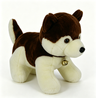 Peluche de husky marrón personalizado, peluche de husky con collar con campana, husky siberiano de pie, cachorro husky adorable, juguete de peluche suave.