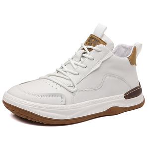 Chaussures de sport décontractées pour hommes, en cuir véritable, à tige haute, respirantes, confortables, souples, résistantes à l'usure - Product Image 1