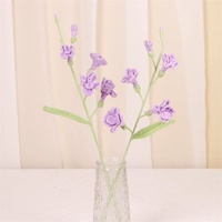 Ensemble de fleurs au crochet faites à la main, bouquet de fleurs artificielles tricotées avec vase pour la décoration de bureau, de la maison, de mariage, de fête, cadeau