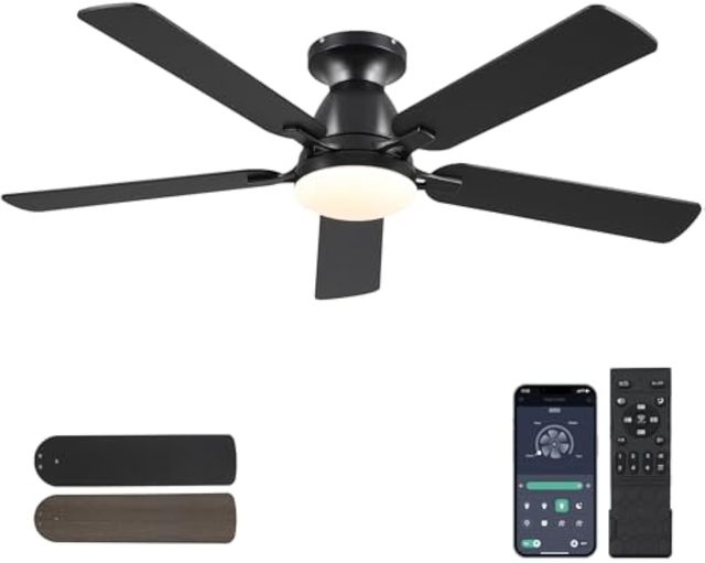 52 Inch Low Profile Ceiling Fan With Light Flush Mount LED Dimmable DC Reversible Modern Ceiling Fan With Remote APP