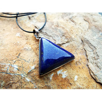Cristal Jade Rose Quartz Triangle pierre pour collier caméra cachée 925 argent hommes pendentif Lapis lazuli