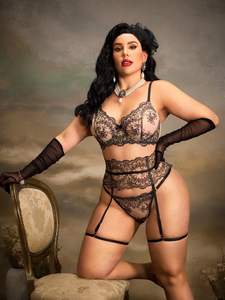 Ensemble de lingerie en dentelle noire élégante à contraste, broderie, <span class=keywords><strong>grande</strong></span> <span class=keywords><strong>taille</strong></span>, dentelle, xxxl - Product Image 6