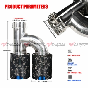 Punta de escape de fibra de carbono forjada tipo H doble con acabado azul quemado y tubo silenciador de acero inoxidable 304 para <span class=keywords><strong>BMW</strong></span> M Performance - Product Image 5