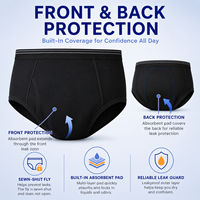 Caleçons Boxers Homme Anti-Odeur 4 Couches 100ML Anti-Fuite avec Coussinet Intégré Évacuation de l'Humidité Tricot Doux Lavable OEM Sous-vêtements d'Incontinence
