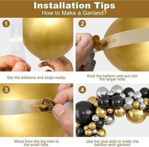 Kit de décoration de ballons sur le thème de la fête, guirlande d'arc, décor or et noir - Product Image 3