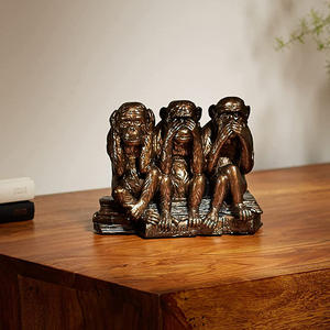 Statue d'animal singe « Ne vois pas, ne vois pas, ne dis pas » Trois vérités de l'homme Figurine - Product Image 6