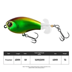 Señuelo de Pesca de Superficie Serie Long Casting Tractor, Flotante, Tipo Popper, Pencil, con Hélice, Cebo Duro de ABS, Anzuelos para Peces Cabeza de Serpiente - Product Image 5