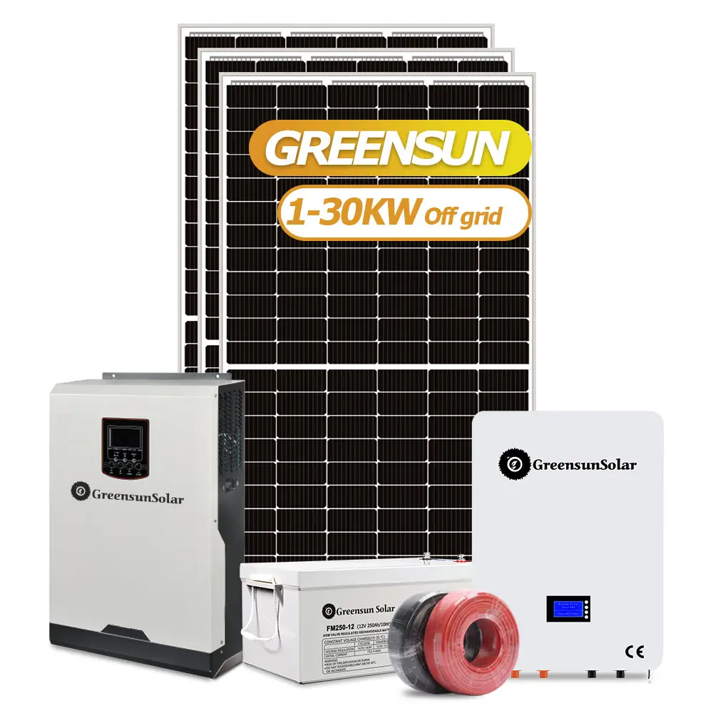 Sistema Solar fuera de la red, 25KW, 30kw, 35kw, 40kw, energía Solar de 1 fase para uso comercial