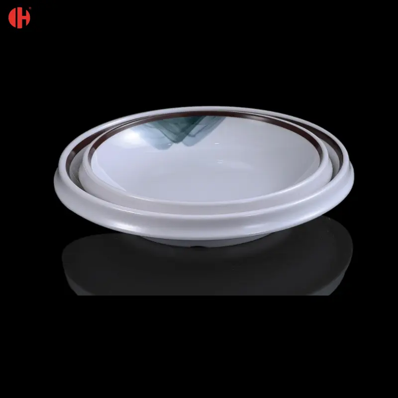 M049 customize hill design Sustainable high quality Plastic Durable deep Plate round 10'' Melamine Tableware Set restaurant use