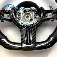 Volant en fibre de carbone pour BMW M3 G80 G82, cuir perforé, logo tricolore, surpiqûres personnalisées, amélioration sportive de course