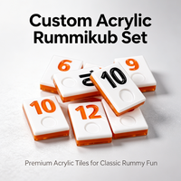 Jeu de Rummikub personnalisé de 106 tuiles en acrylique à 3 couches, orange, Mahjong israélien, cadeau juif avec étui
