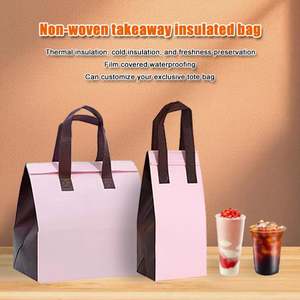 Sac isotherme personnalisé en non-tissé avec logo, sac fourre-tout pour thé au lait à emporter, sac d'emballage avec isolation en feuille d'aluminium, sac à main - Product Image 4