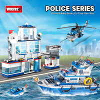 Modèle de commissariat de police MR Town de City Pioneer, jouet éducatif en plastique ABS unisexe, 40 pièces
