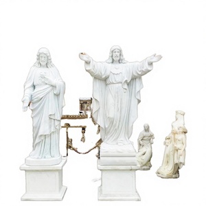 Statue de Jésus en marbre sculptée à la main, style moderne et traditionnel, grande taille, pour décoration extérieure de Noël, église, jardin, chambre, sculpture, garantie 1 an - Product Image 1