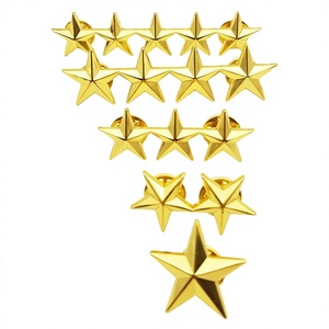 High Quality Wholesale 1Star 2Star 3Star 4Star Gold Silver <strong>Star</strong> Shaped Lapel Pin <strong>Badges</strong> - Product Image 1