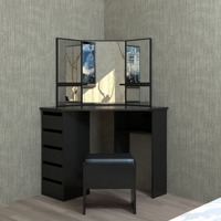 Miroir de maquillage moderne minimaliste en bois massif assemblé, table de toilette multifonctionnelle pour la maison, armoire de rangement triangulaire pour chambre à coucher