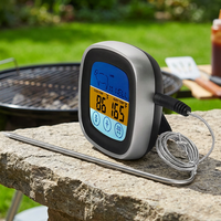 Thermomètre numérique de cuisine et de barbecue à écran tactile en plastique avec fonction de rétroéclairage, alarme, alimenté par piles, pour utilisation au barbecue