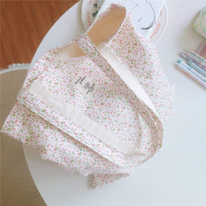 Nouveauté été : Sac fourre-tout en coton grande capacité pour <span class=keywords><strong>femme</strong></span>, imprimé floral frais, style minimaliste, sac à bandoulière en toile brodée ouverte - Product Image 4
