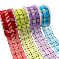Rubans Gordon en nylon et polyester, ruban en organza à grille de 3,8 cm, 12 couleurs en stock, rubans en organza transparents pour la décoration de chapeaux DIY