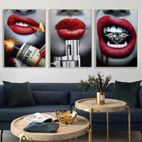 Tableau sur toile et affiches murales modernes : Art mural décoratif avec motifs Sexy Lip Money Fashion
