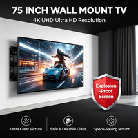 Téléviseur intelligent Google TV 75 pouces à écran plat en verre trempé 4K UHD LED LCD, montable au mur, QLED OLED