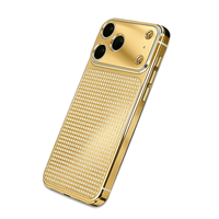 Coque de luxe personnalisable avec dos en zircon, incrustation artisanale, cadre plaqué or et boîtier plaqué sous vide pour iPhone 17 Pro Max