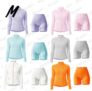 Комплект из 2 предметов, облегающий женский спортивный костюм на молнии, спортивный костюм, куртка и расклешенные Леггинсы для женщин, 2025 осень-зима - Product Image 5