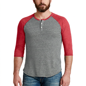 เสื้อยืดแขนยาวทรงเฮนลีย์ผ้าฝ้ายแท้ 100% น้ำหนัก 160 กรัม สีพื้น สำหรับผู้ชาย  แบบเรียบ  บริการ OEM ป้องกันการหดตัว ป้องกันการเป็นขุย - Product Image 1