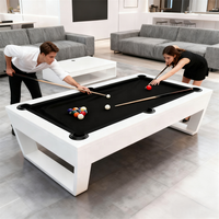 Table de billard professionnelle 9 pieds avec plateau en ardoise, coussinets en caoutchouc, poches de retour de balles, cadre en bois massif personnalisable, 3 couleurs disponibles