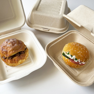 6inch 500ml burger box sugarcane bagasse clamshell box take away