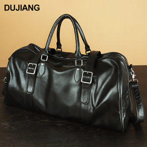 Sac de voyage pour homme Dujiang en cuir Nappa, grande capacité 36-55L, sac de sport avec doublure en polyester pour les voyages de loisirs - Product Image 2