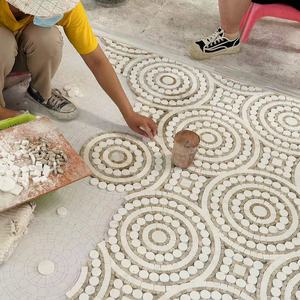 Moderno 10mm grueso chorro de agua piedra mosaico latón incrustaciones parquet madre perla Shell mármol arte para baño piso cocina Backsplash - Product Image 6