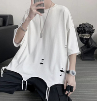 T62 Épaule tombante Logo Personnalisé T-shirts Streetwear Blanc Vintage Tee Boxy Fit Recadrée Surdimensionné Distressed Tshirt pour Hommes