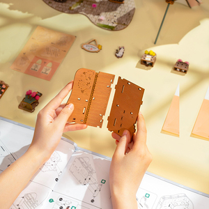 Robotime Rolife Bois Artisanat Décor À La Maison <span class=keywords><strong>DIY</strong></span> Cadeau Jouets À La Main Modèle Kit TGS03 Fleur Chariot 3D Puzzles En Bois - Product Image 6