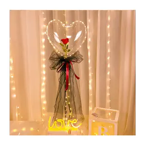 Valentijnsdag Geschenkdoos Led Lichtgevende Bobo Ballon Roos Boeket Globos San Valentin Set Decoratieve Bobo Ballon Bloemen