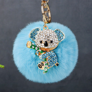 8cm nouveau Design strass <span class=keywords><strong>ours</strong></span> porte-clés pompon pendentif sac bijoux dames fille <span class=keywords><strong>ours</strong></span> strass porte-clés - Product Image 4