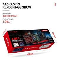 2025 TF800 4-en-1 RVB LED USB Filaire Gaming Clavier Souris Combos Kit Étanchéité 104 Touches avec Tapis de Souris et Casque