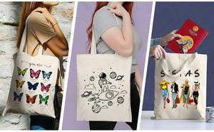 Thời trang hoa dại mẫu thư bền bông Tote Túi với biểu tượng tùy chỉnh dài xử lý và có thể in thiết kế - Product Image 5
