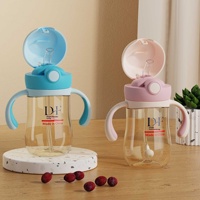 Tasse d'apprentissage pour bébé 300 ml en Tritan sans BPA, lavable, avec paille à bouton-poussoir, poignées, anti-fuite, biberon d'apprentissage pour tout-petit, compatible lave-vaisselle, Chine