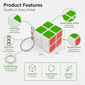 Wholesale 3cm Plastic 3x3 Puzzle Cube Keychain <b>Mini</b> Magic Cube <b>Keyring</b> with Metal Chain Smooth Turning Bulk for Retail Store - Product Image 4